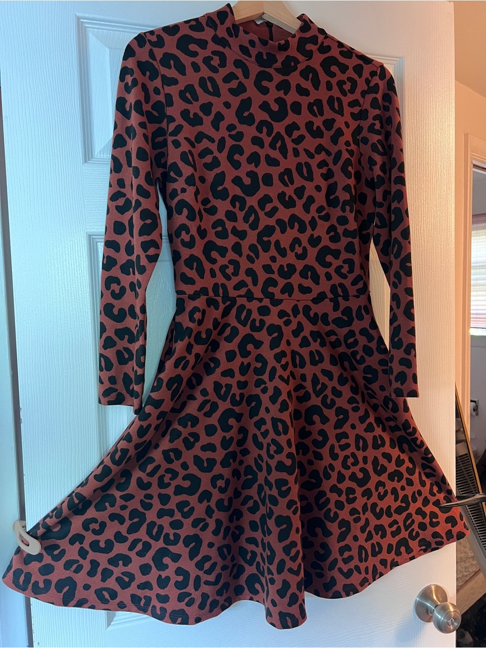 Marine Layer Leopard Print Long Sleeve Skater Style Dress Size M
